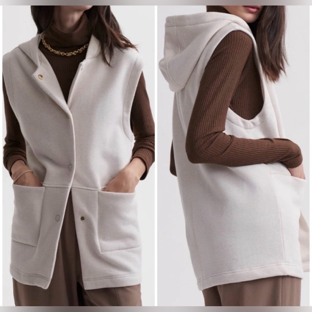 Varley Alita Sleeveless Hoodie Beige Small